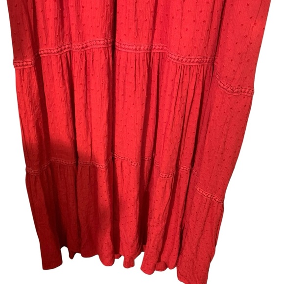 Nurture NWT Plus V Neck Crimson Tiered Maxi Dress Swiss Dot Size 2X Flowy Boho - Picture 5 of 10